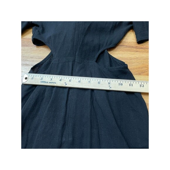 Lulus Summer Journey Women's Dress Midi Sheath TieFront Cutout Side Slit S Black - Picture 5 of 11